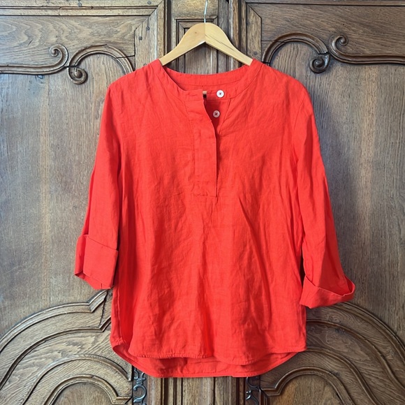 J.Crew 100% Linen Tunic Shirt in Brilliant Sunset - Picture 6 of 13